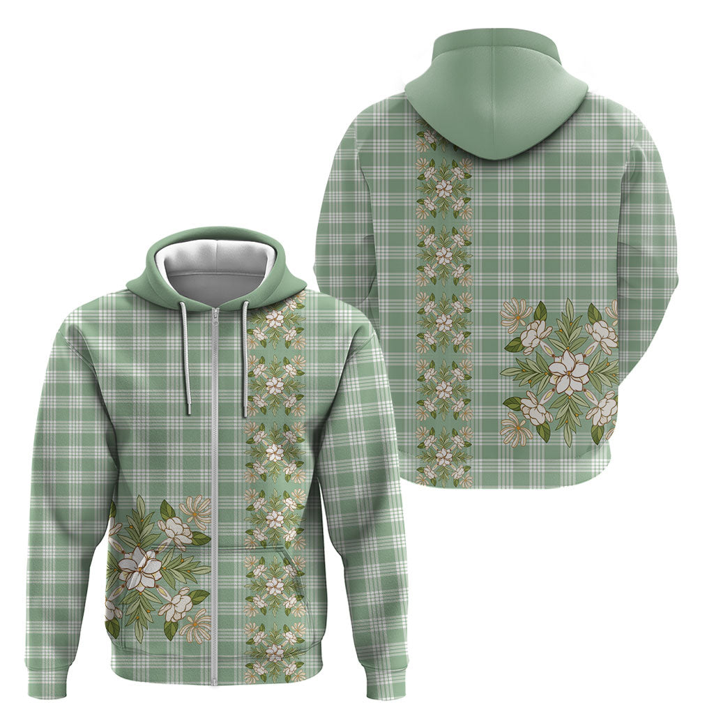 Liko Kukui Hawai'i Palaka Squares Maile Leaf Zip Hoodie Flowers Hawaiian Quilt Patterns