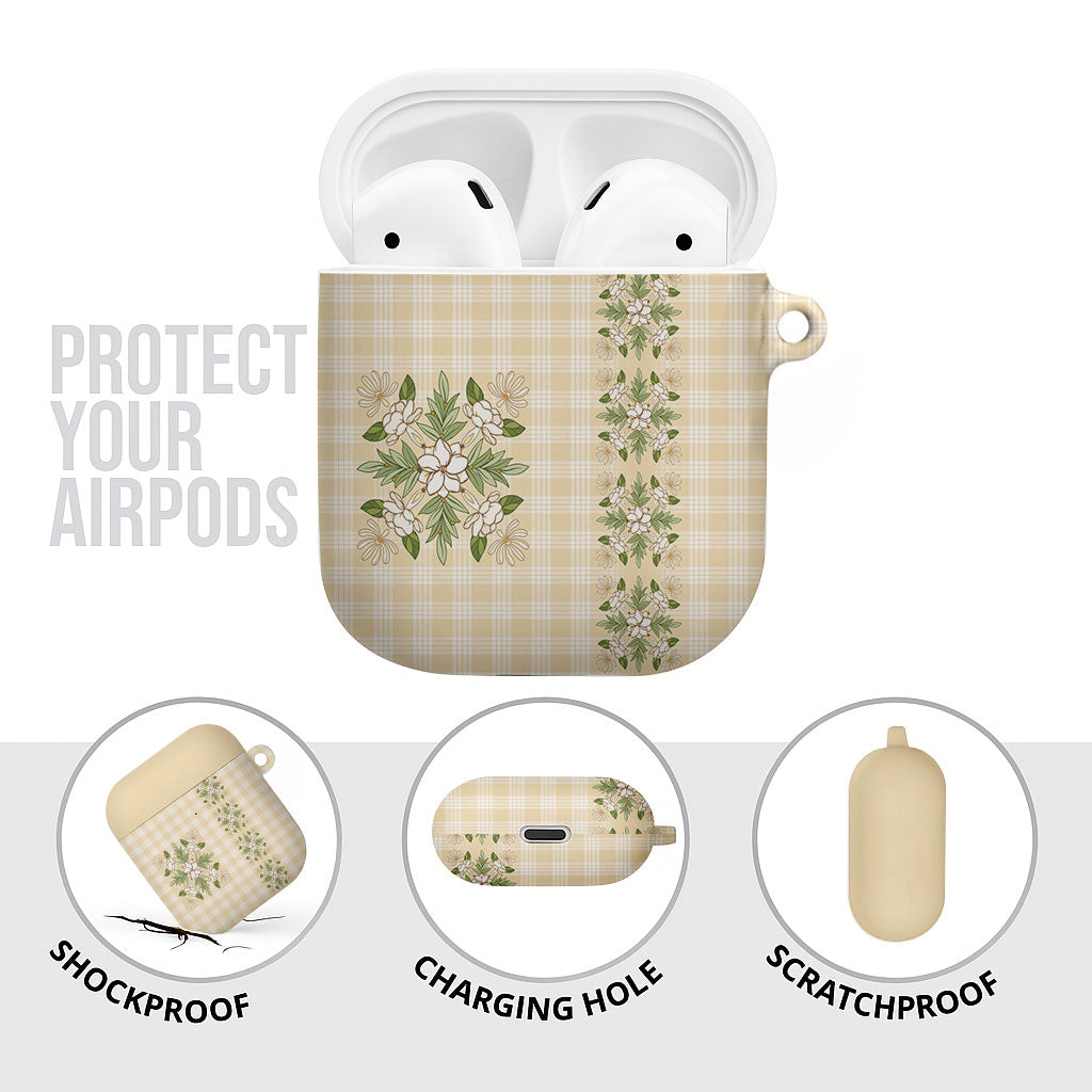 Melemele Ahiahia Hawai'i Palaka Squares Maile Leaf AirPods Case Flowers Hawaiian Quilt Patterns