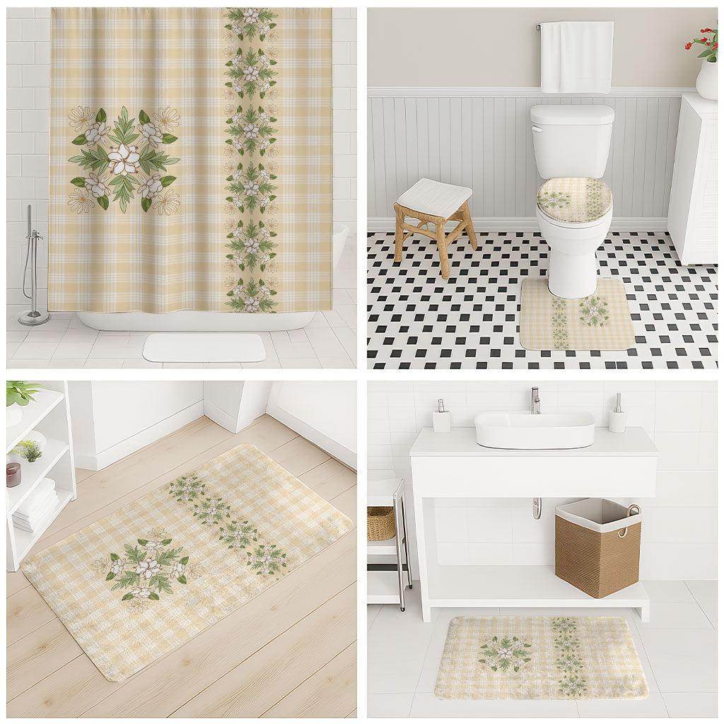 Melemele Ahiahia Hawai'i Palaka Squares Maile Leaf Bathroom Set Flowers Hawaiian Quilt Patterns