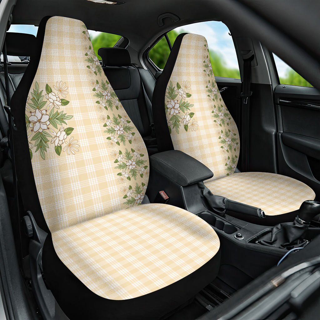 Melemele Ahiahia Hawai'i Palaka Squares Maile Leaf Car Seat Cover Flowers Hawaiian Quilt Patterns LT9 One Size Pastel Yellow - Polynesian Pride