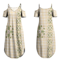 Melemele Ahiahia Hawai'i Palaka Squares Maile Leaf Couples Matching Summer Maxi Dress and Long Sleeve Button Shirt Flowers Hawaiian Quilt Patterns
