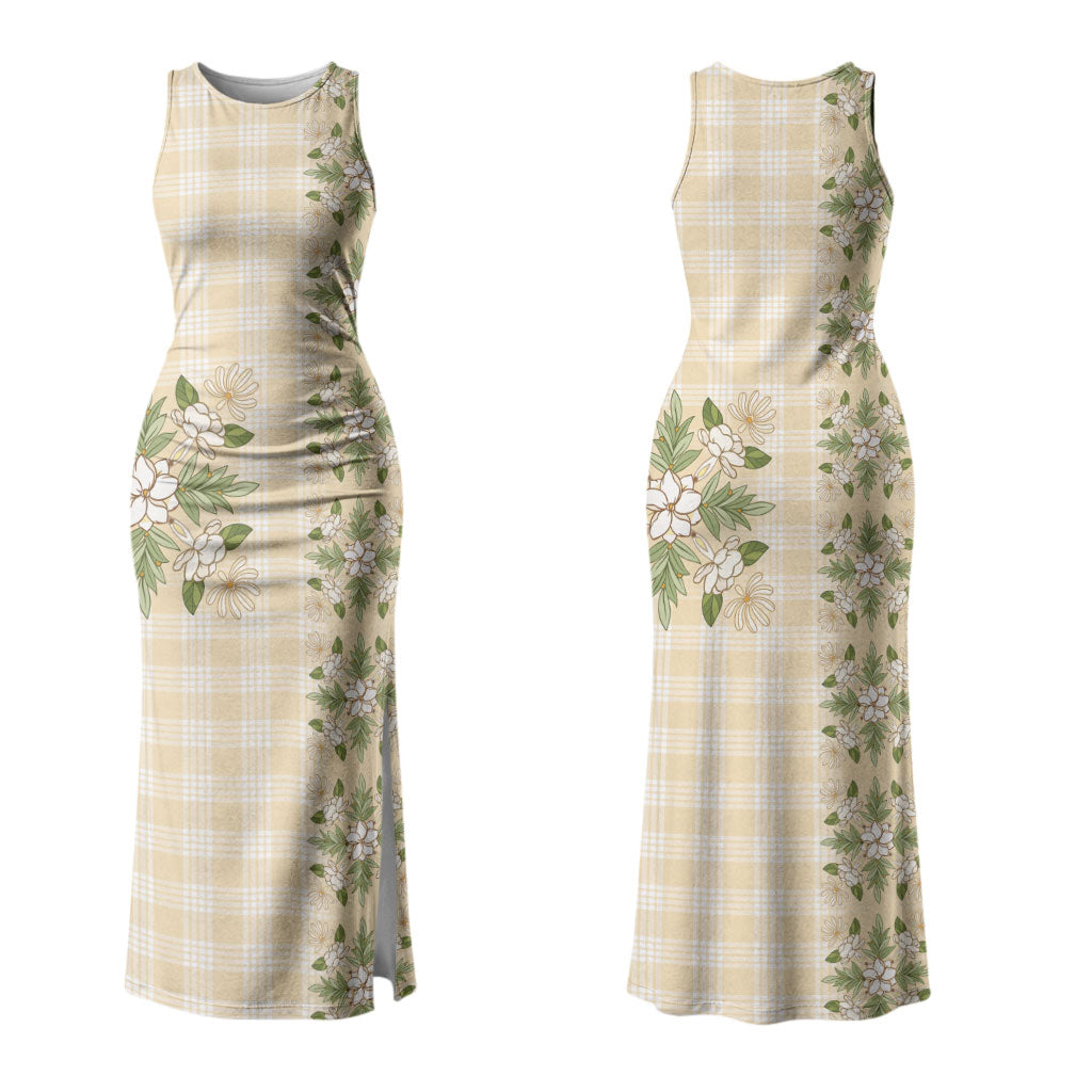 Melemele Ahiahia Hawai'i Palaka Squares Maile Leaf Couples Matching Tank Maxi Dress and Long Sleeve Button Shirt Flowers Hawaiian Quilt Patterns