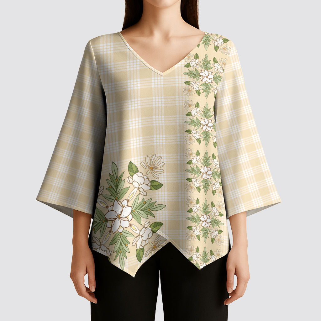 Melemele Ahiahia Hawai'i Palaka Squares Maile Leaf Kimono Sleeve Blouse Flowers Hawaiian Quilt Patterns