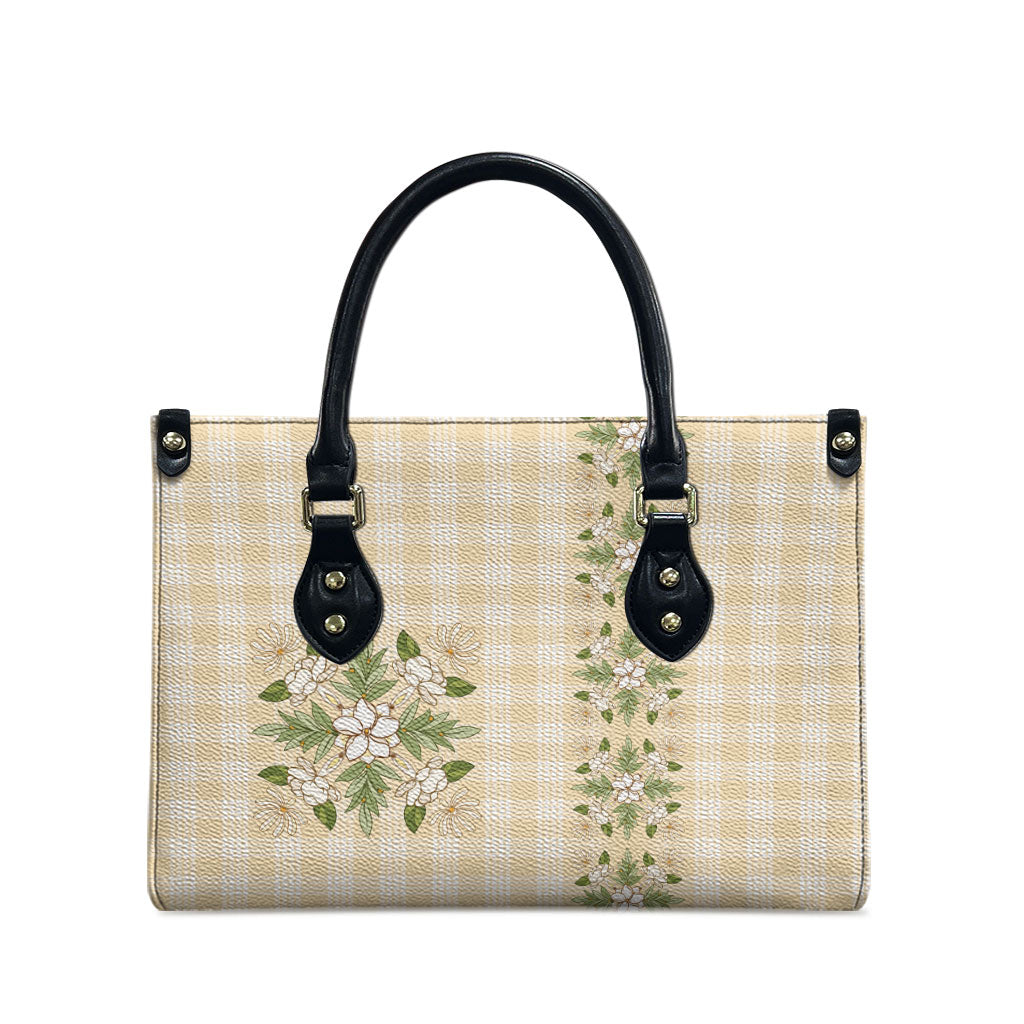 Melemele Ahiahia Hawai'i Palaka Squares Maile Leaf Leather Bag Flowers Hawaiian Quilt Patterns