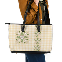 Melemele Ahiahia Hawai'i Palaka Squares Maile Leaf Leather Tote Bag Flowers Hawaiian Quilt Patterns