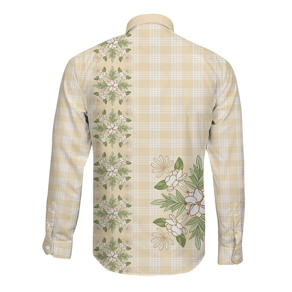Melemele Ahiahia Hawai'i Palaka Squares Maile Leaf Long Sleeve Button Shirt Flowers Hawaiian Quilt Patterns