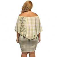 Melemele Ahiahia Hawai'i Palaka Squares Maile Leaf Off Shoulder Short Dress Flowers Hawaiian Quilt Patterns