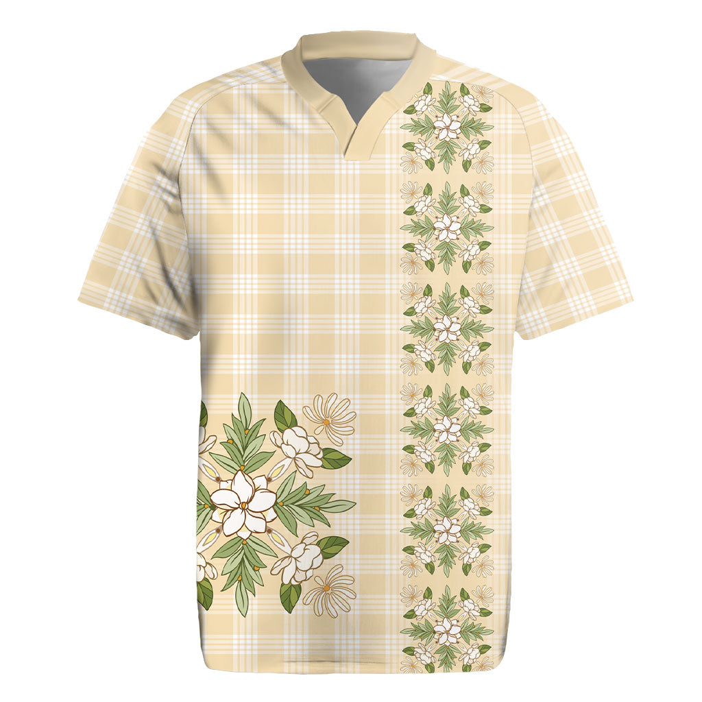 Melemele Ahiahia Hawai'i Palaka Squares Maile Leaf Rugby Jersey Flowers Hawaiian Quilt Patterns LT9 Pastel Yellow - Polynesian Pride