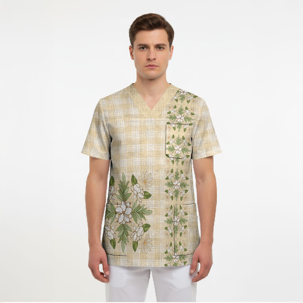 Melemele Ahiahia Hawai'i Palaka Squares Maile Leaf Scrub Top Flowers Hawaiian Quilt Patterns