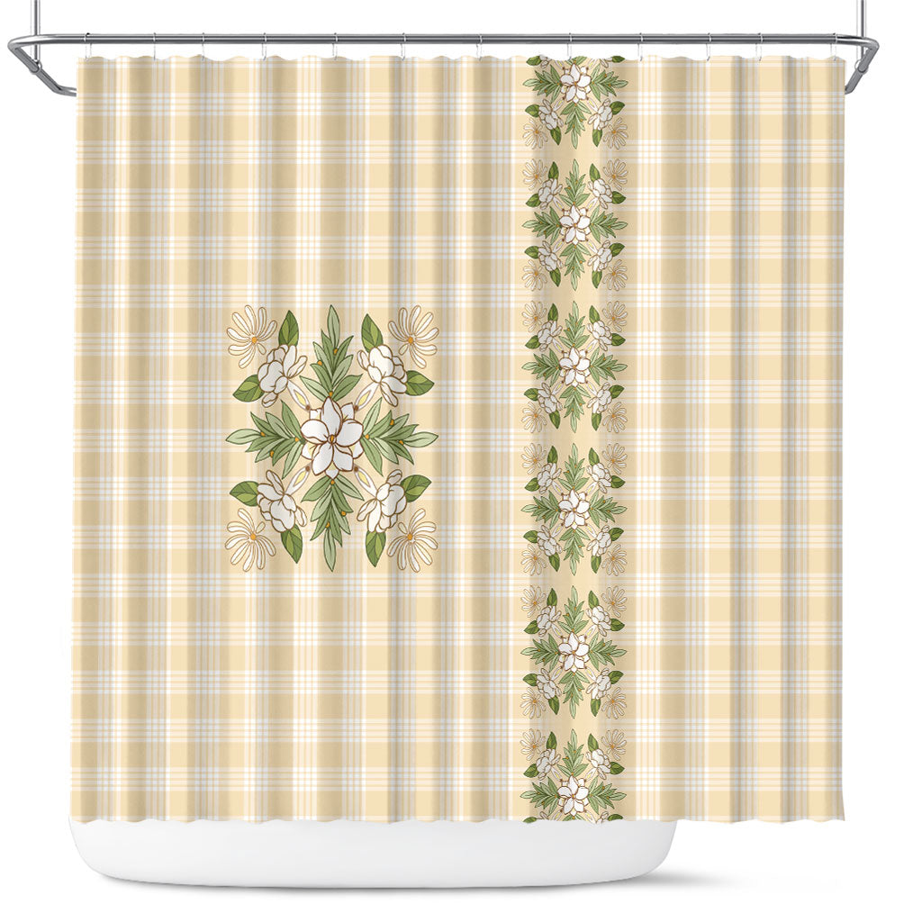 Melemele Ahiahia Hawai'i Palaka Squares Maile Leaf Shower Curtain Flowers Hawaiian Quilt Patterns