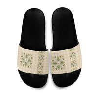 Melemele Ahiahia Hawai'i Palaka Squares Maile Leaf Slide Sandals Flowers Hawaiian Quilt Patterns