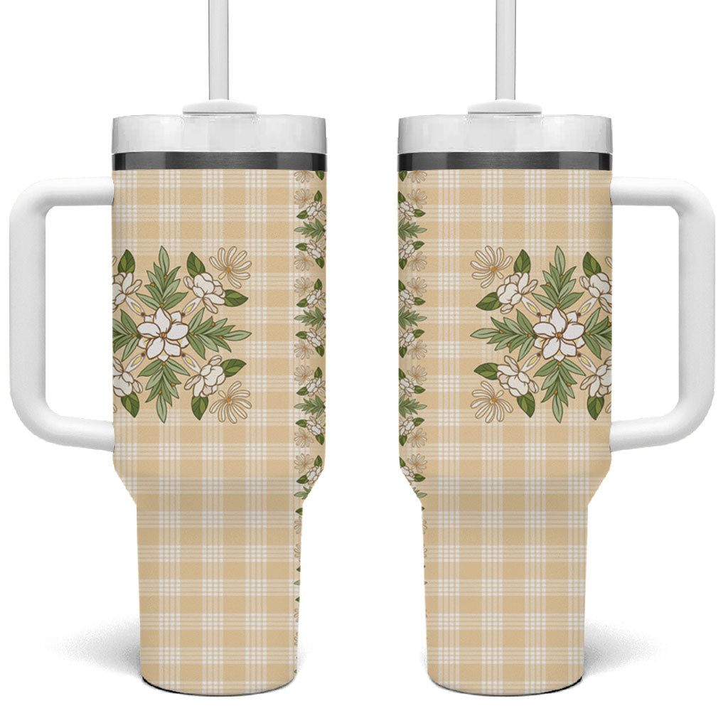Melemele Ahiahia Hawai'i Palaka Squares Maile Leaf Tumbler With Handle Flowers Hawaiian Quilt Patterns
