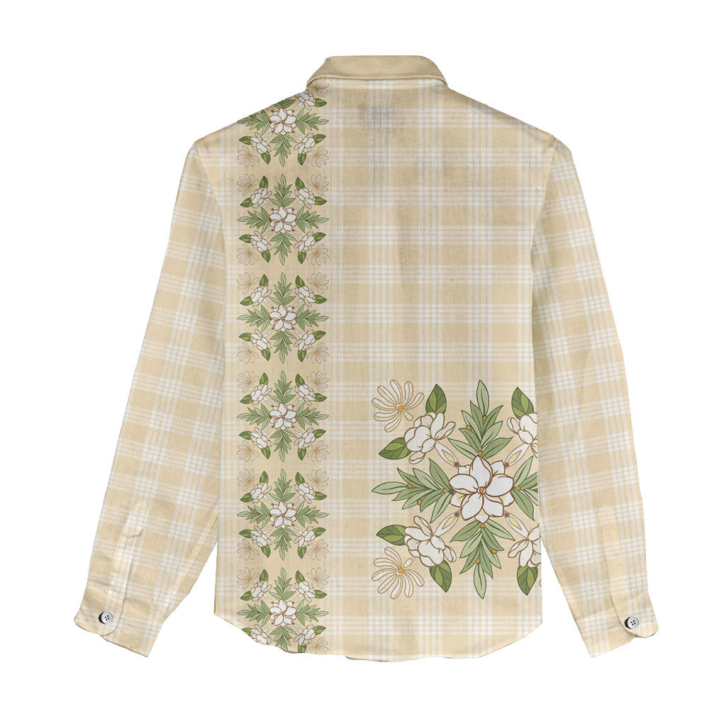 Melemele Ahiahia Hawai'i Palaka Squares Maile Leaf Women Casual Shirt Flowers Hawaiian Quilt Patterns