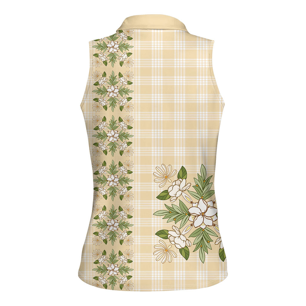 Melemele Ahiahia Hawai'i Palaka Squares Maile Leaf Women Sleeveless Polo Shirt Flowers Hawaiian Quilt Patterns