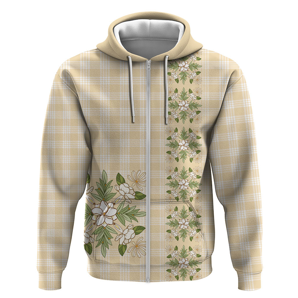 Melemele Ahiahia Hawai'i Palaka Squares Maile Leaf Zip Hoodie Flowers Hawaiian Quilt Patterns