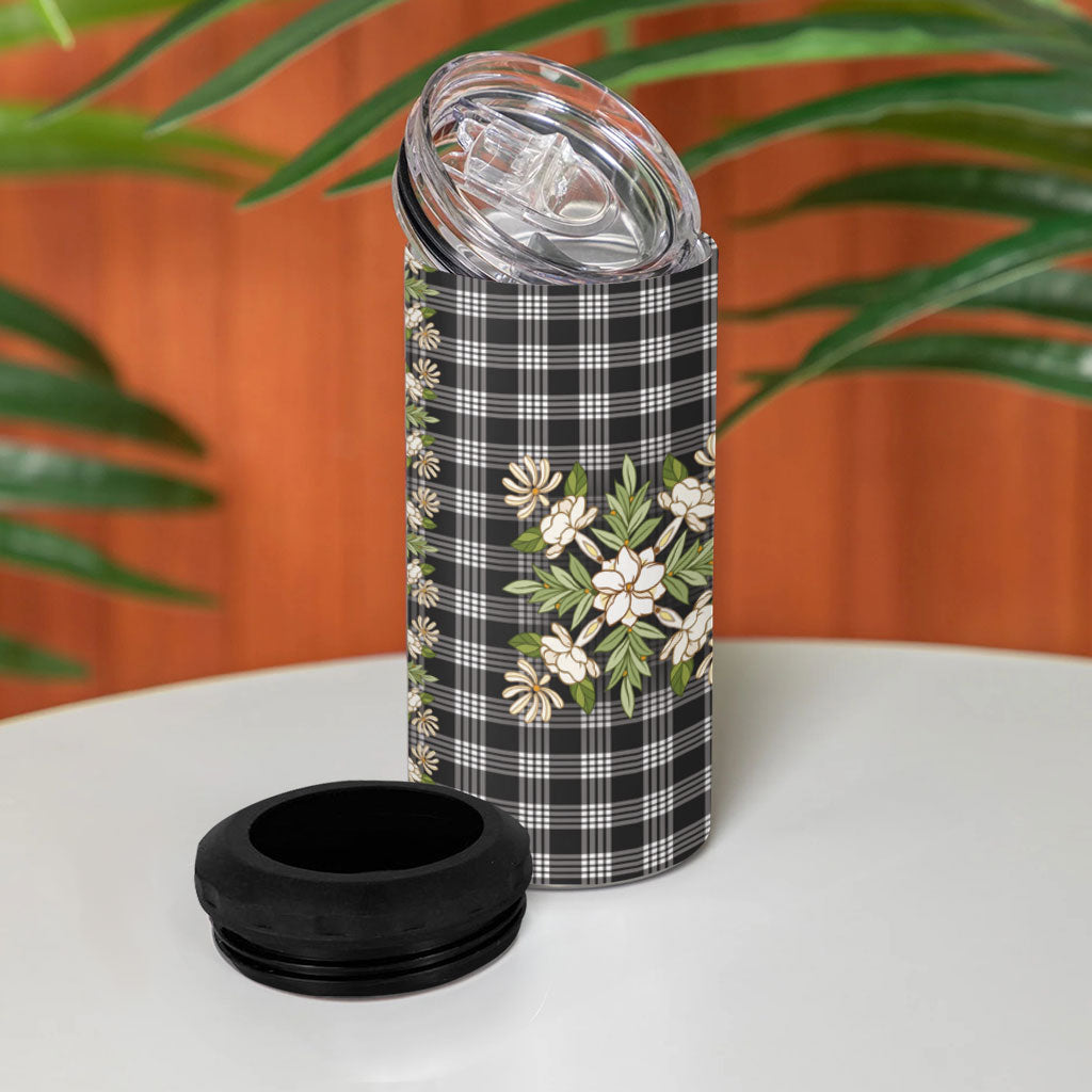 Pauli Hawai'i Palaka Squares Maile Leaf 4 in 1 Can Cooler Tumbler Flowers Hawaiian Quilt Patterns
