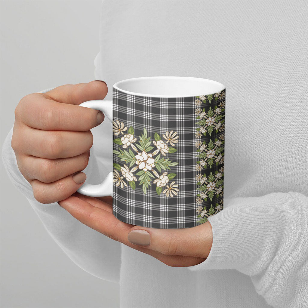 Pauli Hawai'i Palaka Squares Maile Leaf Ceramic Mug Flowers Hawaiian Quilt Patterns