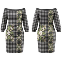 Pauli Hawai'i Palaka Squares Maile Leaf Couples Matching Off The Shoulder Long Sleeve Dress and Long Sleeve Button Shirt Flowers Hawaiian Quilt Patterns