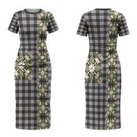 Pauli Hawai'i Palaka Squares Maile Leaf Couples Matching Short Sleeve Bodycon Dress and Long Sleeve Button Shirt Flowers Hawaiian Quilt Patterns