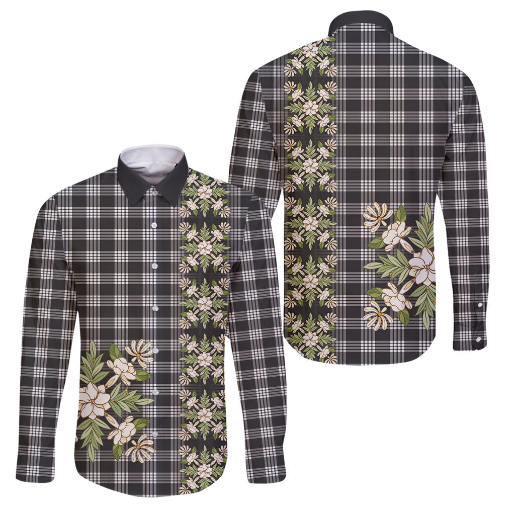 Pauli Hawai'i Palaka Squares Maile Leaf Family Matching Off The Shoulder Long Sleeve Dress and Hawaiian Shirt Flowers Hawaiian Quilt Patterns