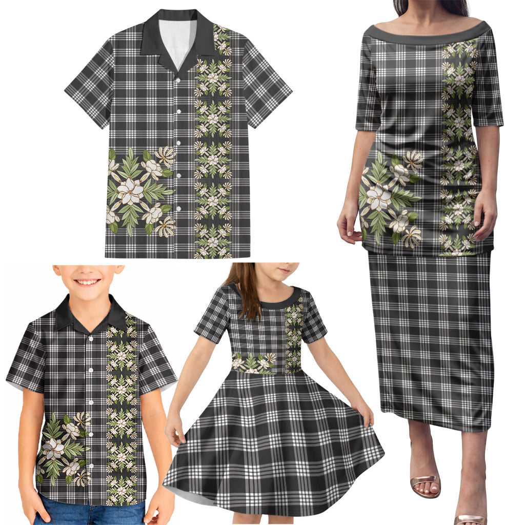 Pauli Hawai'i Palaka Squares Maile Leaf Family Matching Puletasi and Hawaiian Shirt Flowers Hawaiian Quilt Patterns LT9 - Polynesian Pride