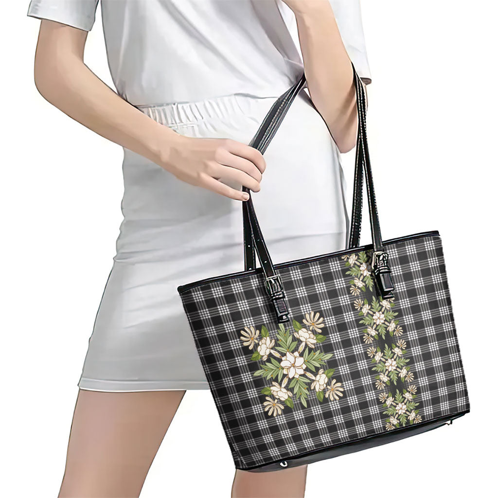Pauli Hawai'i Palaka Squares Maile Leaf Leather Tote Bag Flowers Hawaiian Quilt Patterns