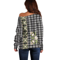 Pauli Hawai'i Palaka Squares Maile Leaf Off Shoulder Sweater Flowers Hawaiian Quilt Patterns