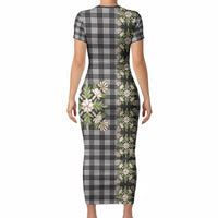 Pauli Hawai'i Palaka Squares Maile Leaf Short Sleeve Bodycon Dress Flowers Hawaiian Quilt Patterns