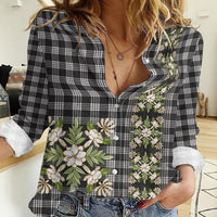 Pauli Hawai'i Palaka Squares Maile Leaf Women Casual Shirt Flowers Hawaiian Quilt Patterns
