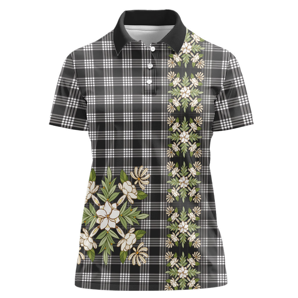 Pauli Hawai'i Palaka Squares Maile Leaf Women Polo Shirt Flowers Hawaiian Quilt Patterns