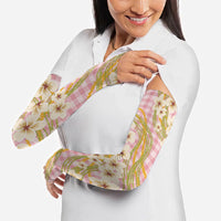 Akala Hamele Palaka Plumeria Arm Sleeves Puakenikeni and Maile Lei