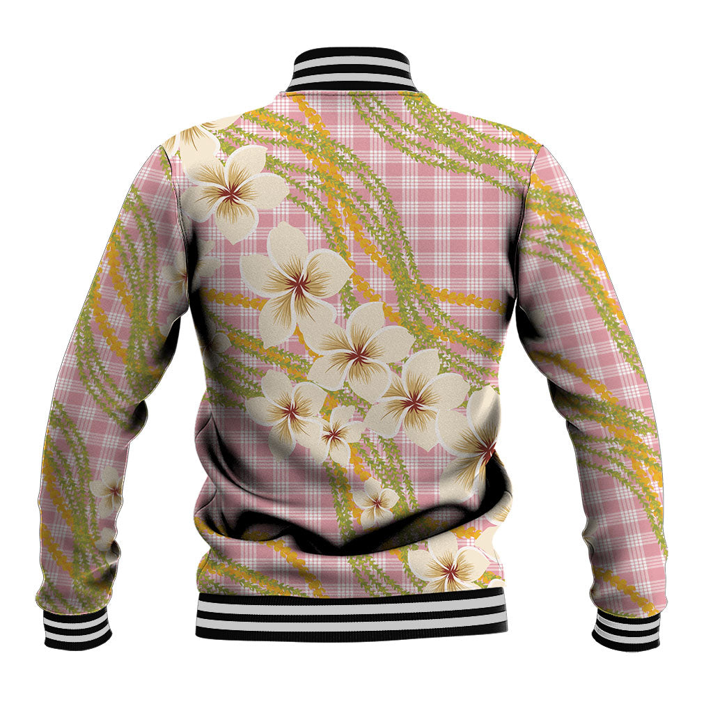 Akala Hamele Palaka Plumeria Baseball Jacket Puakenikeni and Maile Lei