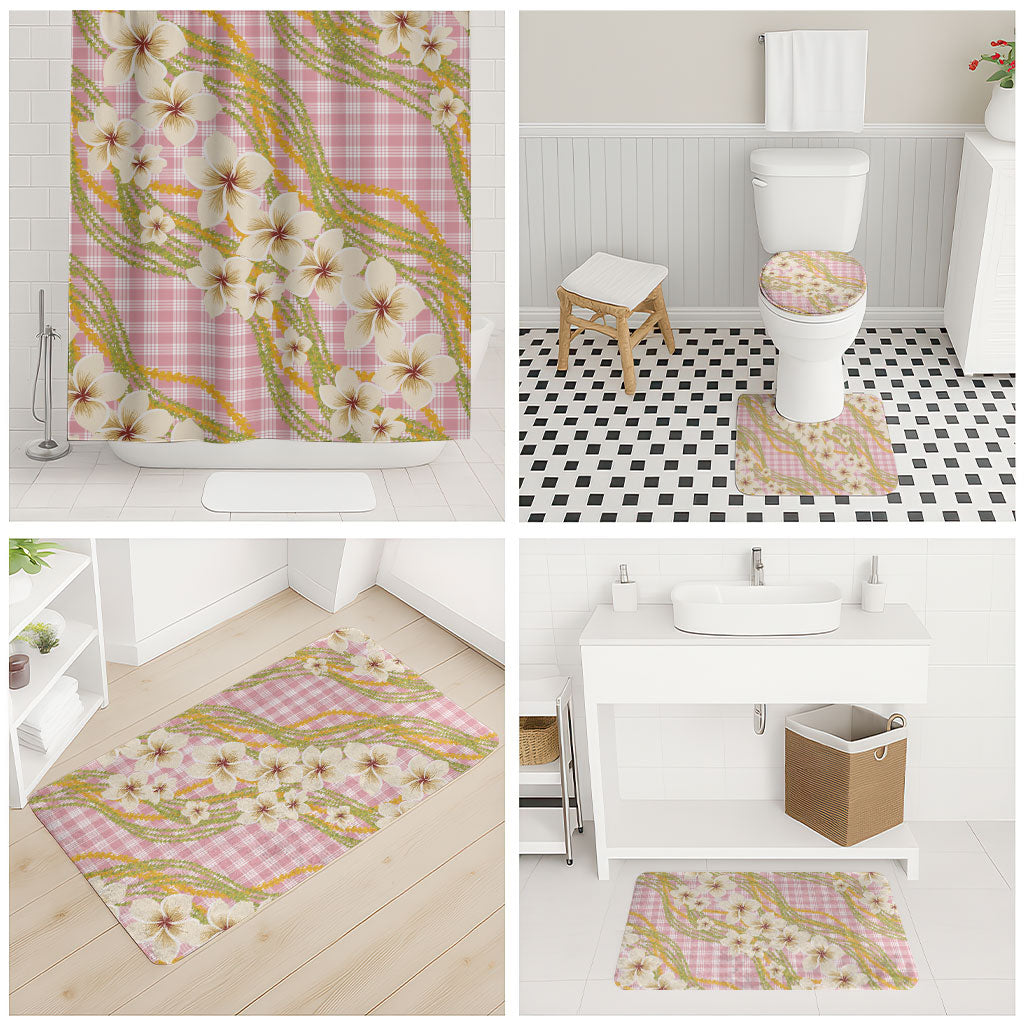 Akala Hamele Palaka Plumeria Bathroom Set Puakenikeni and Maile Lei