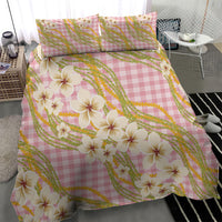 Akala Hamele Palaka Plumeria Bedding Set Puakenikeni and Maile Lei