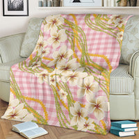 Akala Hamele Palaka Plumeria Blanket Puakenikeni and Maile Lei