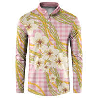 Akala Hamele Palaka Plumeria Button Sweatshirt Puakenikeni and Maile Lei