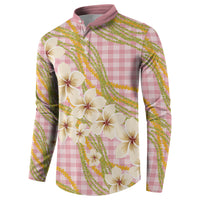 Akala Hamele Palaka Plumeria Button Sweatshirt Puakenikeni and Maile Lei