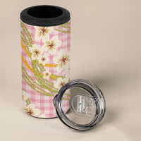Akala Hamele Palaka Plumeria 4 in 1 Can Cooler Tumbler Puakenikeni and Maile Lei