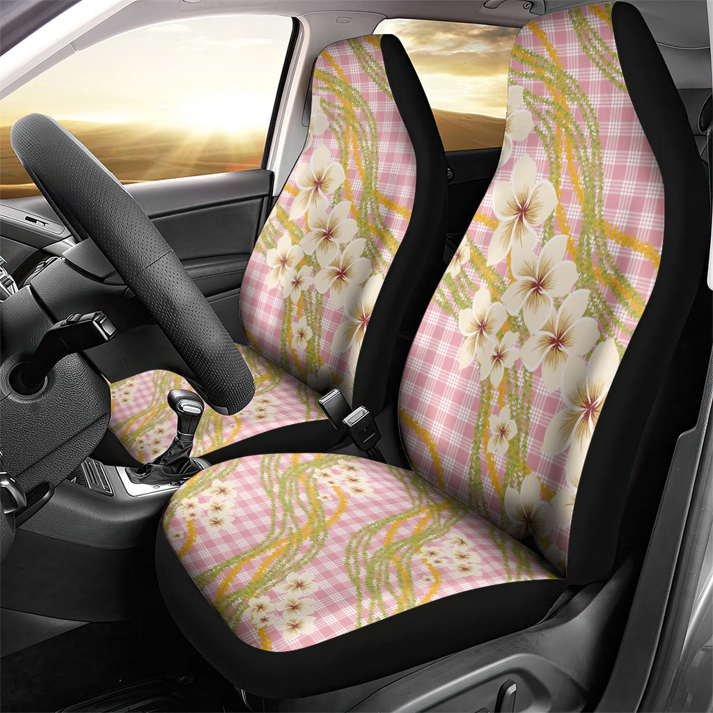Akala Hamele Palaka Plumeria Car Seat Cover Puakenikeni and Maile Lei