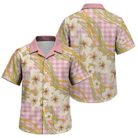 Akala Hamele Palaka Plumeria Family Matching Off The Shoulder Long Sleeve Dress and Hawaiian Shirt Puakenikeni and Maile Lei