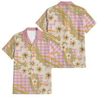 Akala Hamele Palaka Plumeria Family Matching Tank Maxi Dress and Hawaiian Shirt Puakenikeni and Maile Lei