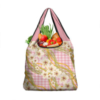 Akala Hamele Palaka Plumeria Grocery Bag Puakenikeni and Maile Lei