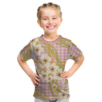 Akala Hamele Palaka Plumeria Kid T Shirt Puakenikeni and Maile Lei