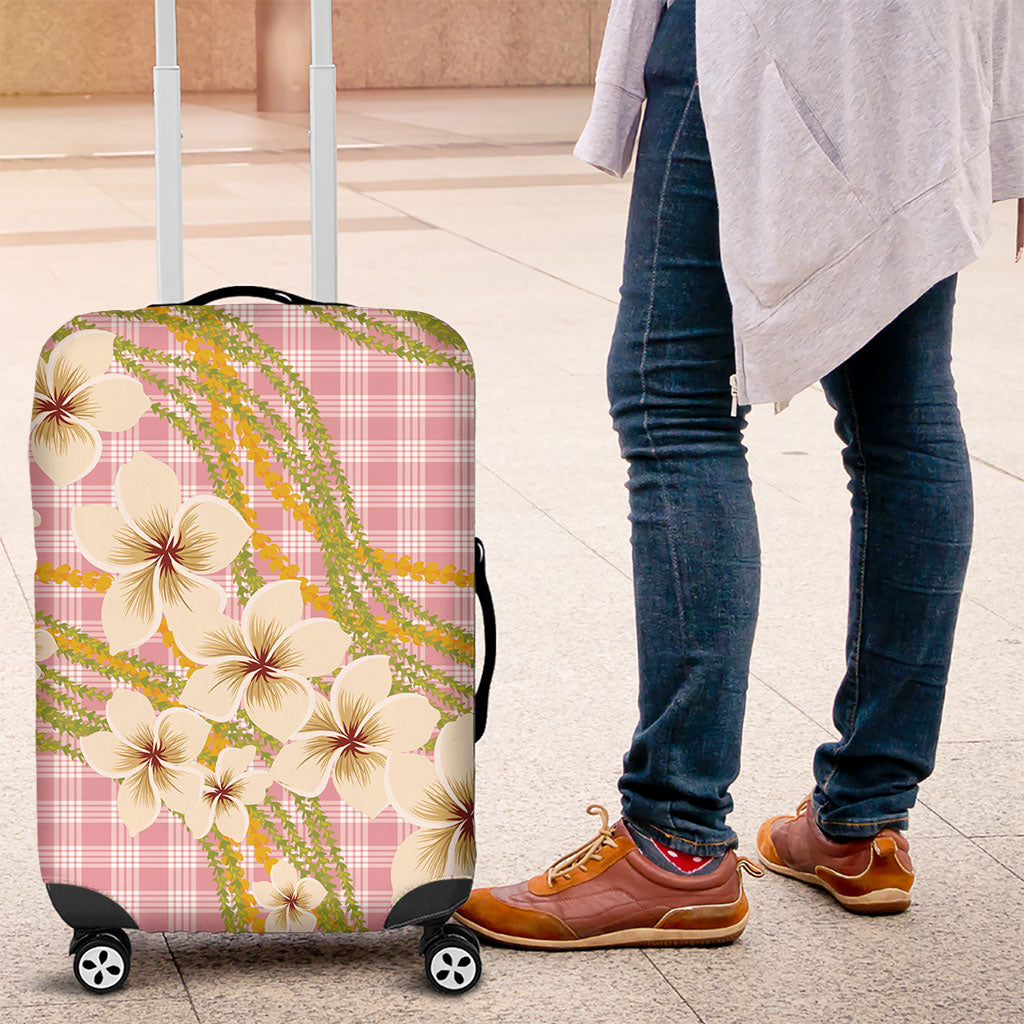 Akala Hamele Palaka Plumeria Luggage Cover Puakenikeni and Maile Lei