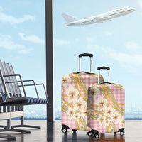 Akala Hamele Palaka Plumeria Luggage Cover Puakenikeni and Maile Lei