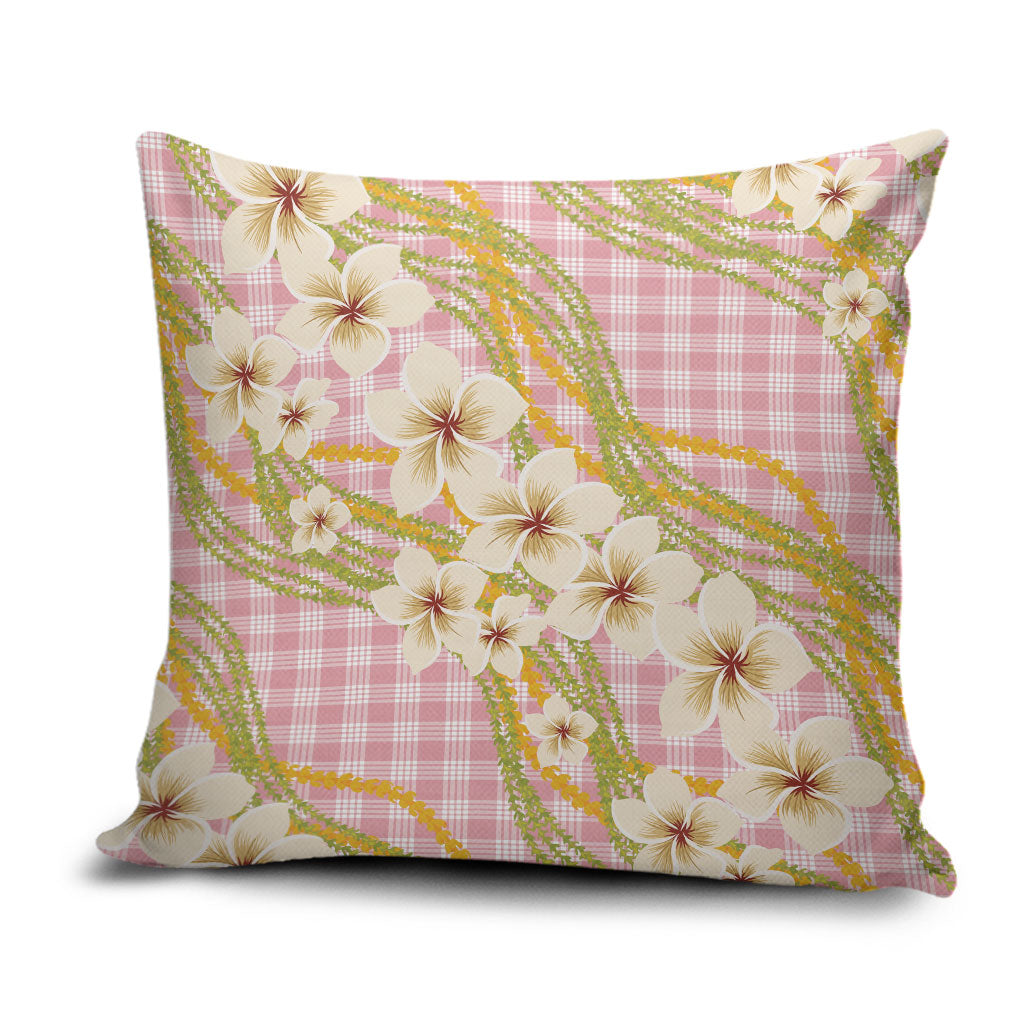 Akala Hamele Palaka Plumeria Pillow Cover Puakenikeni and Maile Lei
