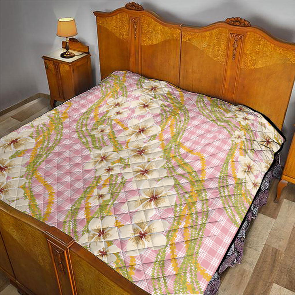 Akala Hamele Palaka Plumeria Quilt Puakenikeni and Maile Lei