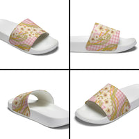 Akala Hamele Palaka Plumeria Slide Sandals Puakenikeni and Maile Lei
