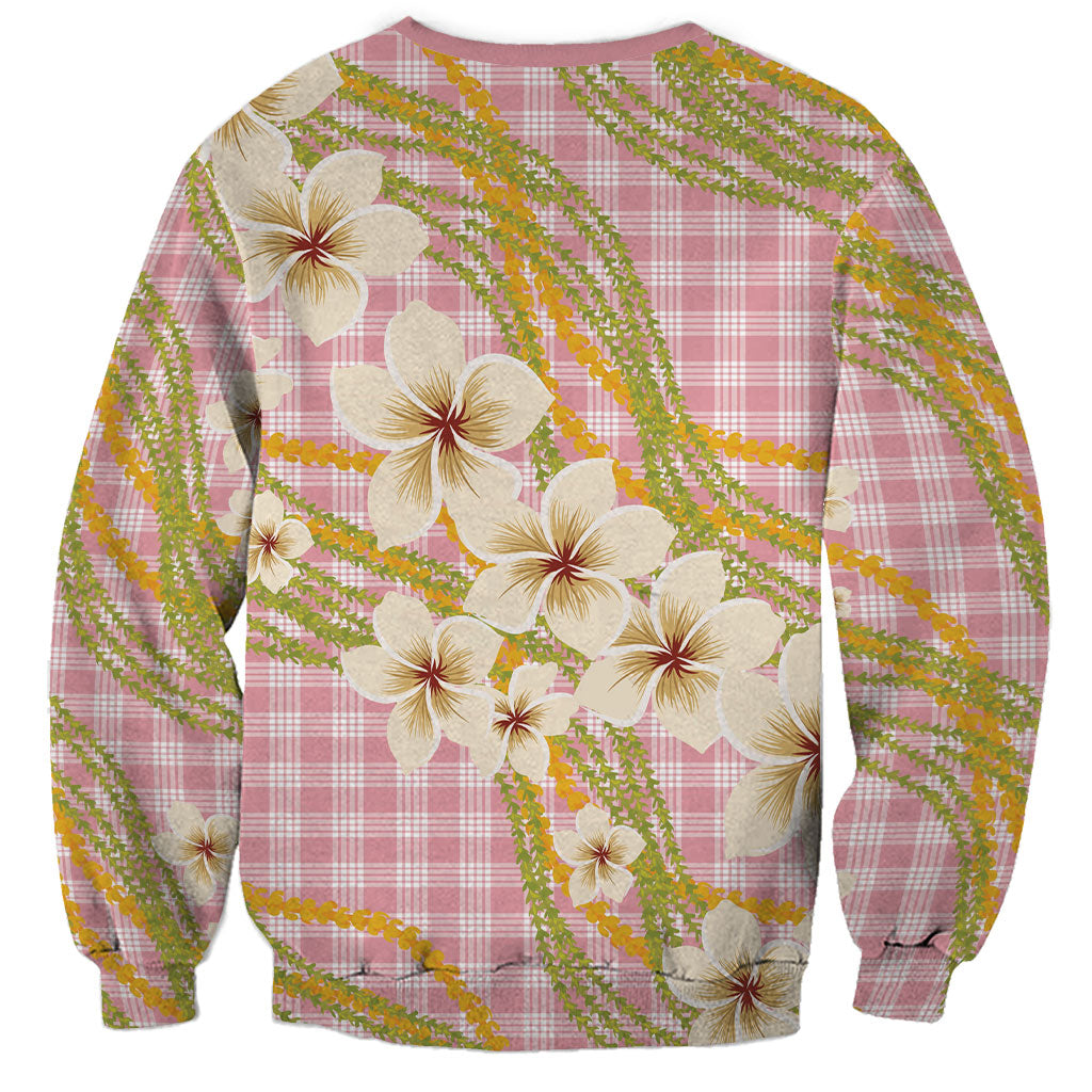 Akala Hamele Palaka Plumeria Sweatshirt Puakenikeni and Maile Lei