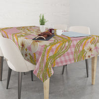 Akala Hamele Palaka Plumeria Tablecloth Puakenikeni and Maile Lei
